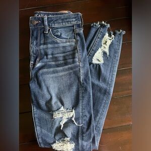 American Eagle Dark Wash Ripped Skinny Jeans